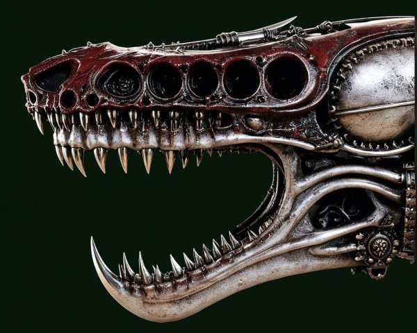 Mechanical Dog Head with Metallic Textures and Details