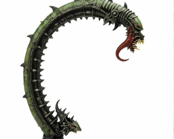 Stylized Serpent-Like Creature with Metallic Design