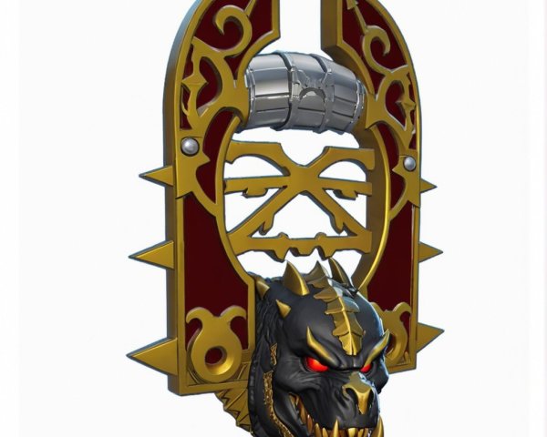Ornate Shield Emblem with Dragon and Fierce Face