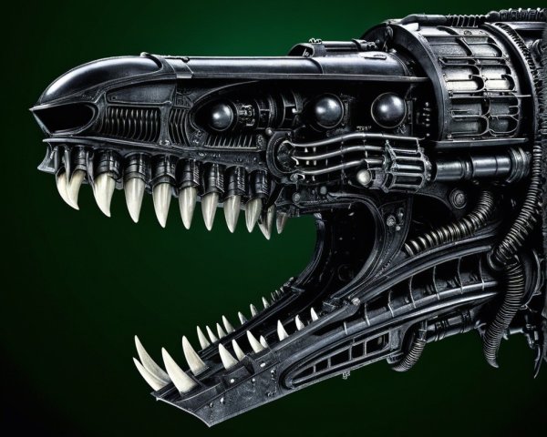 Futuristic Robotic Creature with Dinosaur Design
