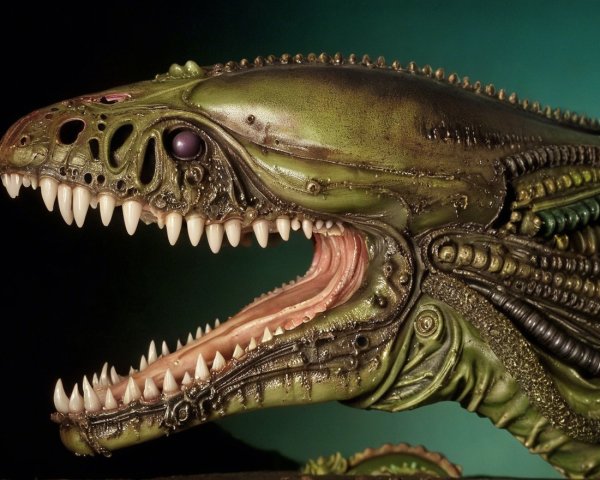 Realistic Creature with Serpentine Body and Purple Eyes