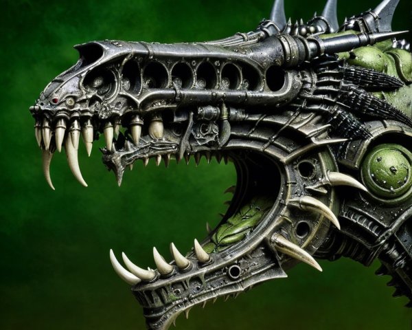 Steampunk Dragon-Like Creature with Mechanical Details