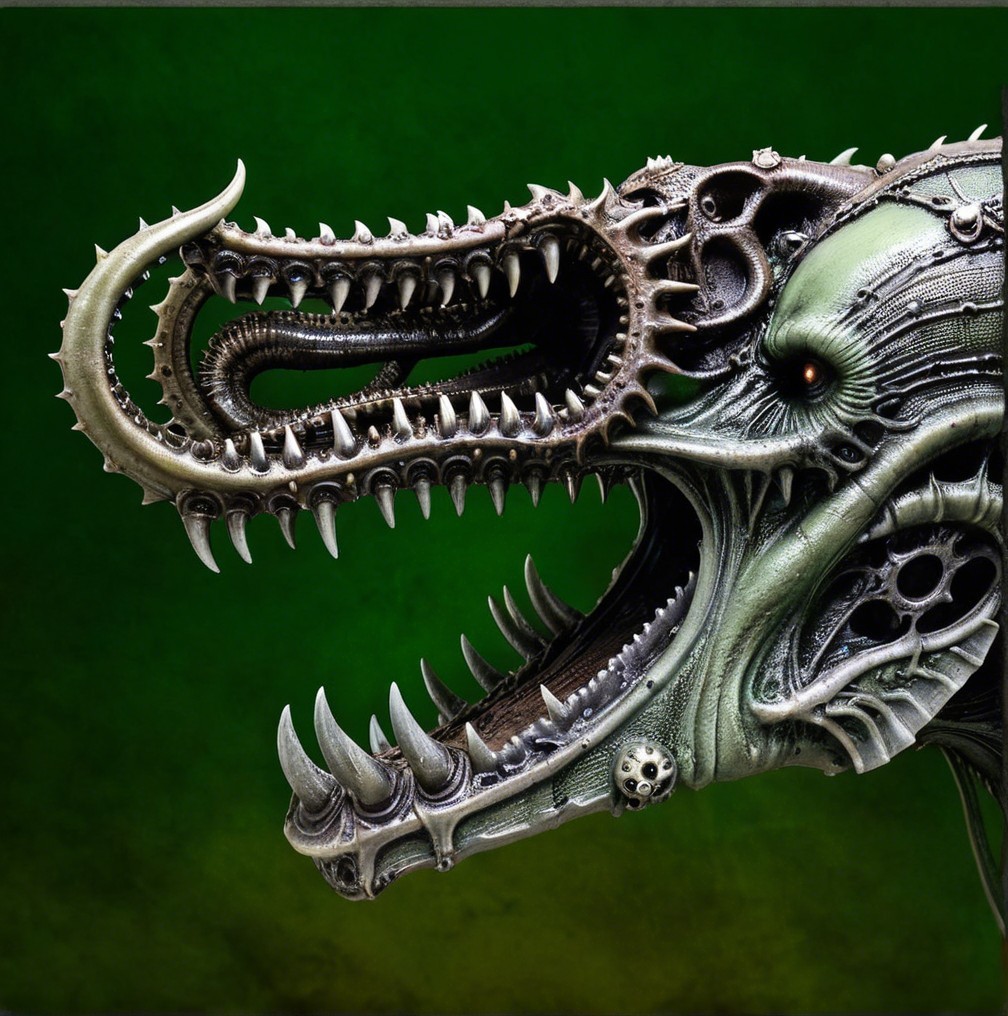 Fantastical creature with mechanical aesthetic details
