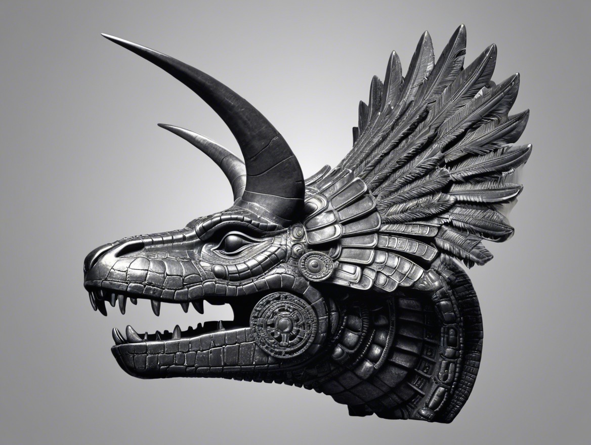 Sculpture of a mythical creature with Mesoamerican features