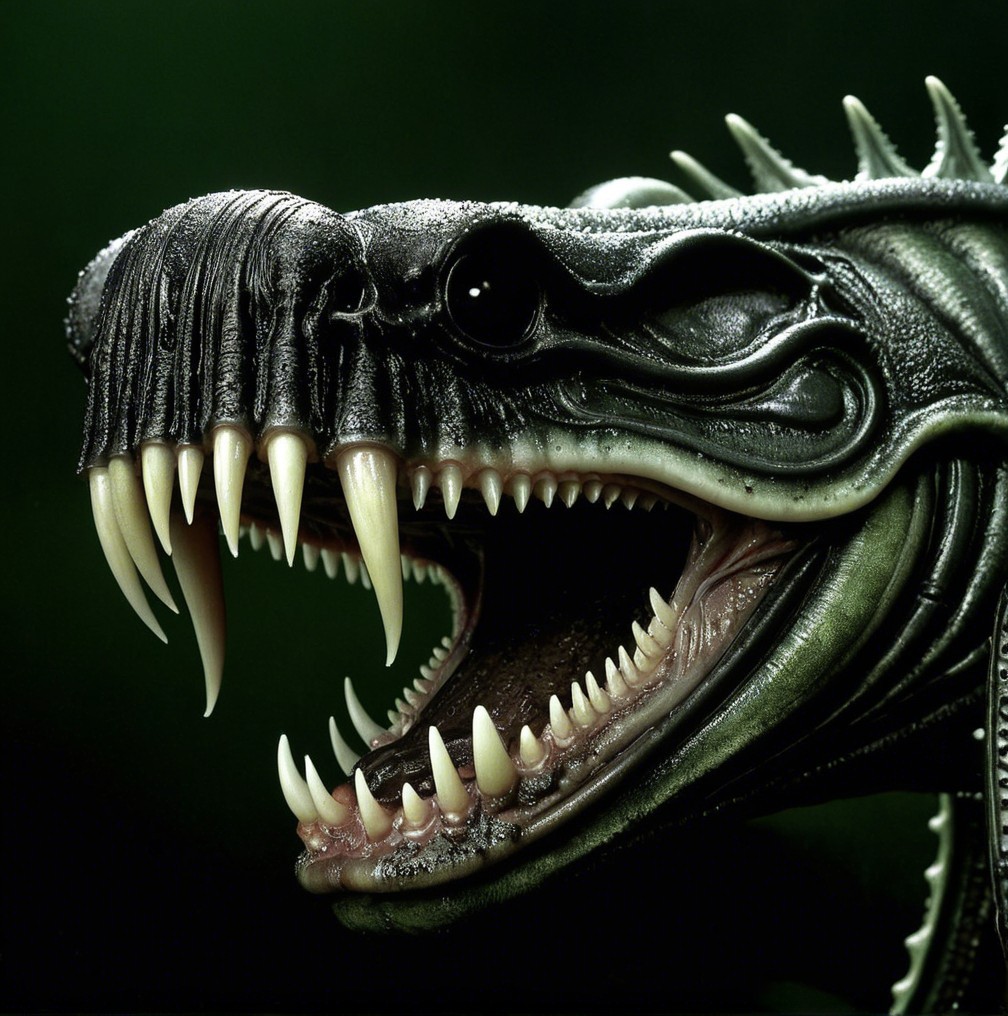 Mythical Creature with Scaly Surface and Sharp Teeth