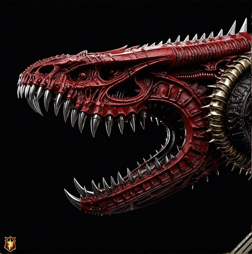 Mechanical Dragon Head with Glossy Red Finish