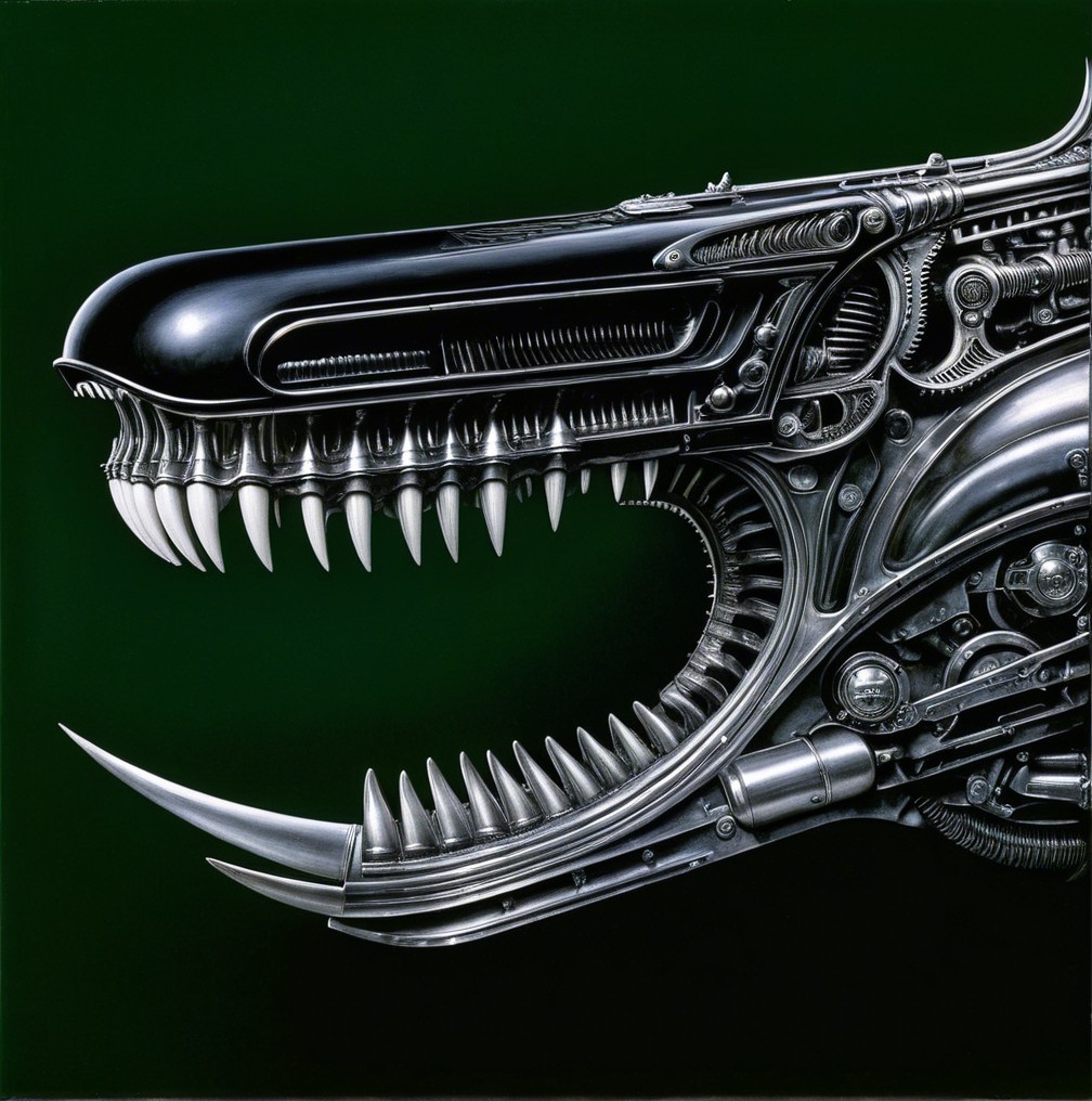 Stylized Mechanical Predator with Metallic Features