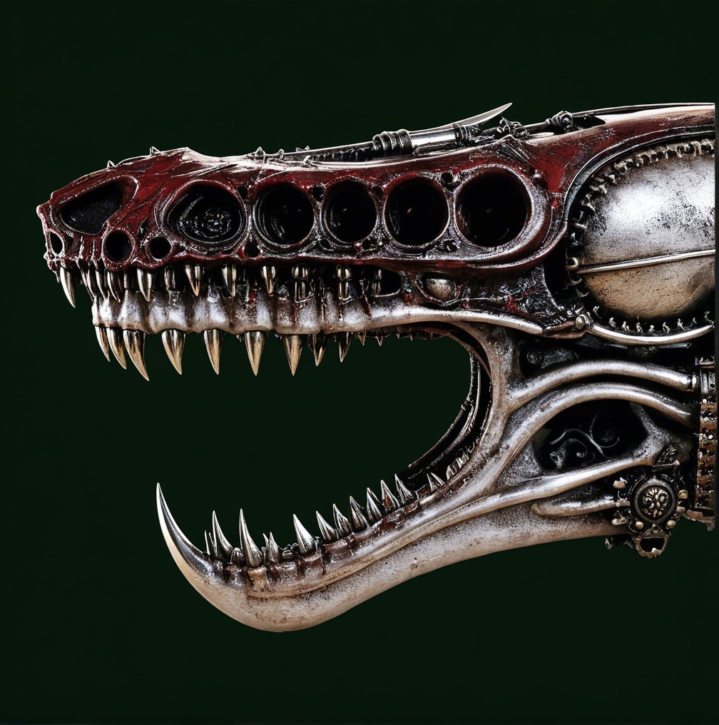 Mechanical Dog Head with Metallic Textures and Details