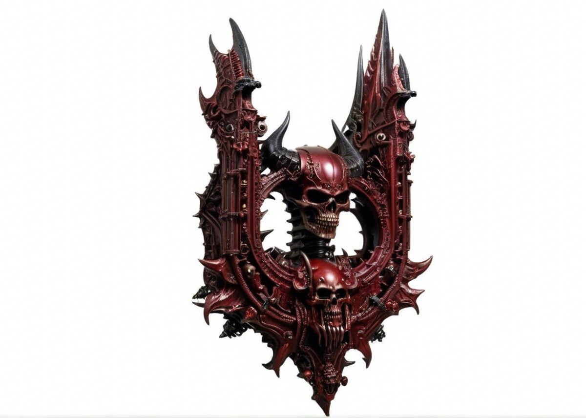 Ornate Skull Emblem with Gothic Designs and Colors