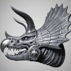 Dragon-like Creature Head with Steampunk Aesthetics