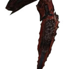 Dark Aesthetic Armor with Curved Blade and Red Finish