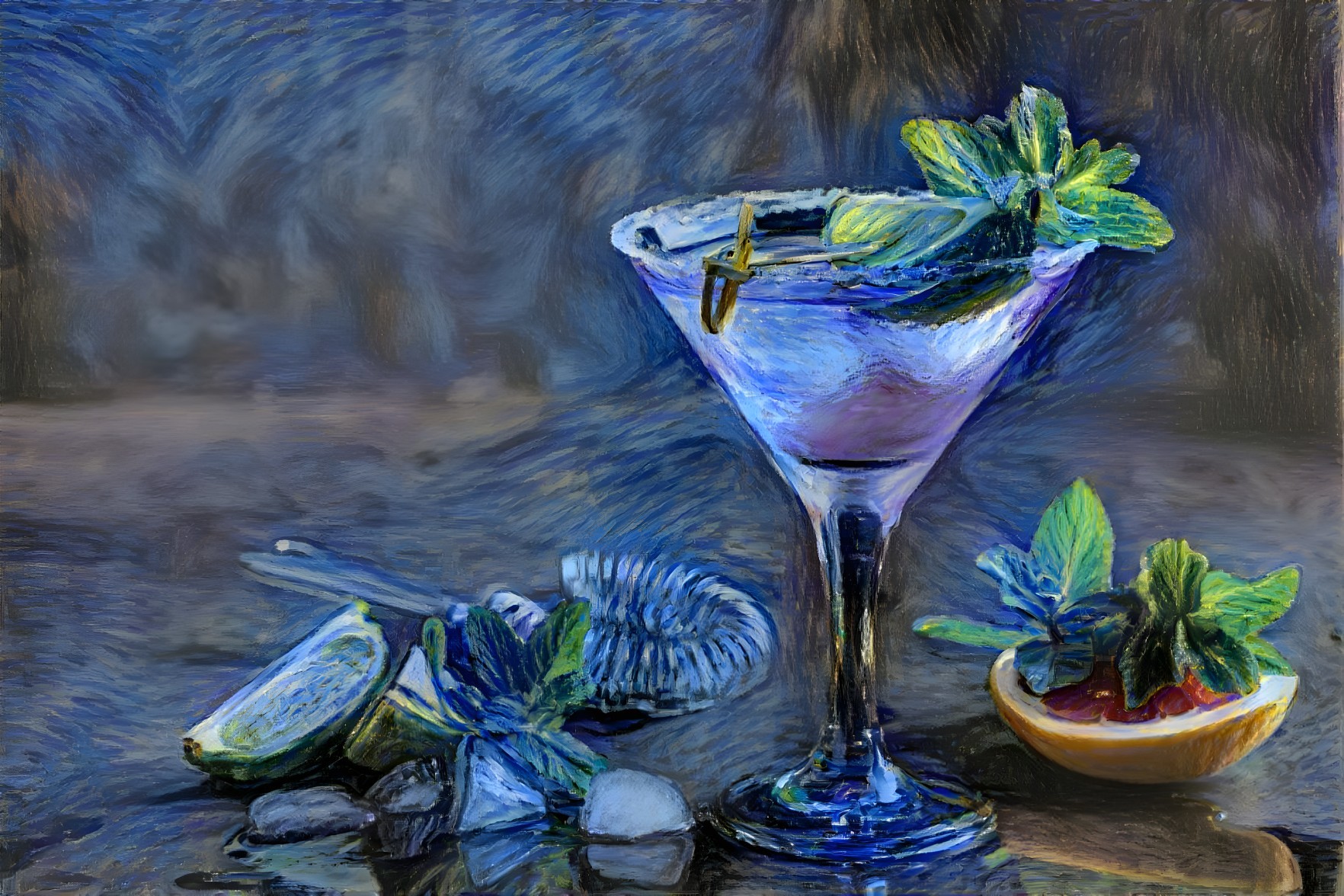 Vibrant Cocktail in Elegant Glass with Fresh Ingredients