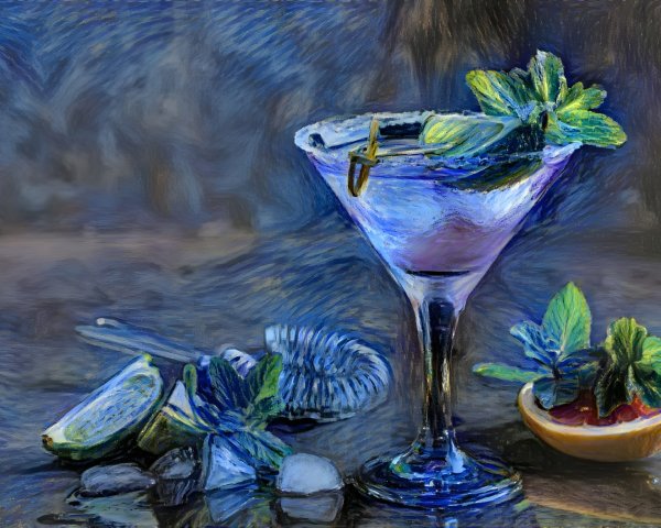 Vibrant Cocktail in Elegant Glass with Fresh Ingredients