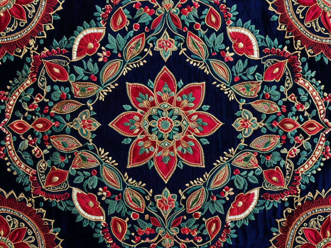 Intricate Floral Textile Pattern in Vibrant Colors