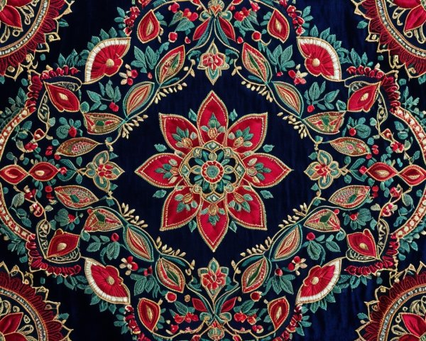 Intricate Floral Textile Pattern in Vibrant Colors