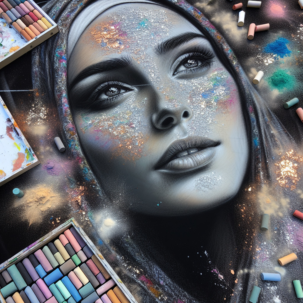 Pastel Portrait of Young Woman in Artistic Setting