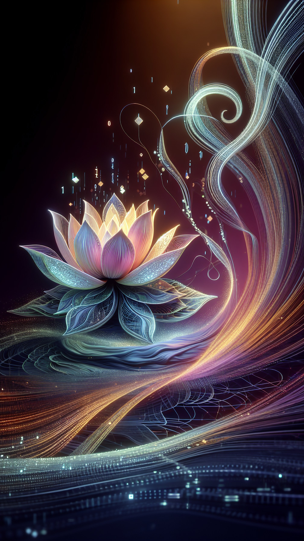 Digital Illustration of a Radiant Lotus Flower