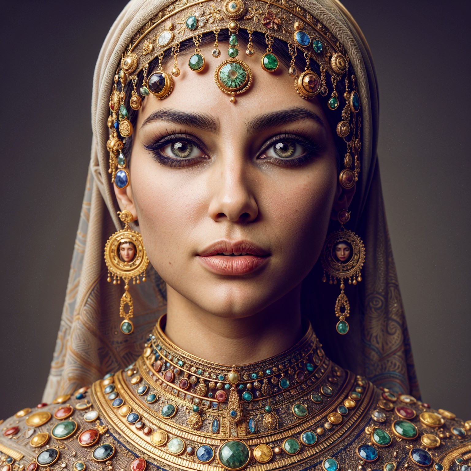 Portrait of a Woman in Traditional Lavish Jewelry