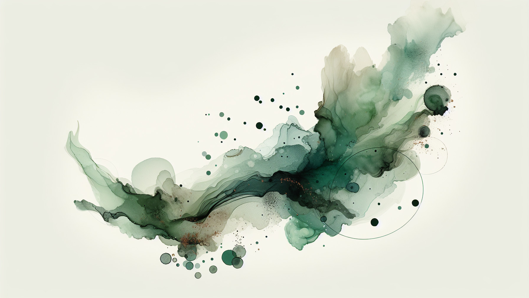 Abstract Composition of Green and Teal Swirls