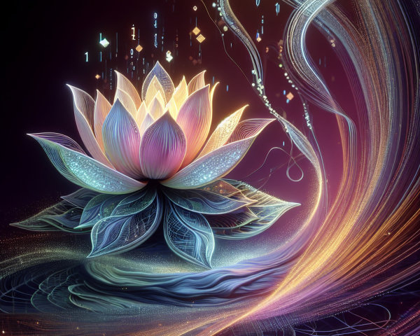 Digital Illustration of a Radiant Lotus Flower