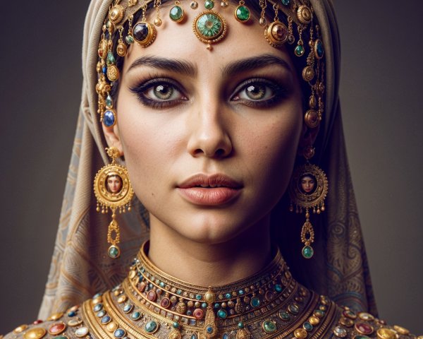 Portrait of a Woman in Traditional Lavish Jewelry