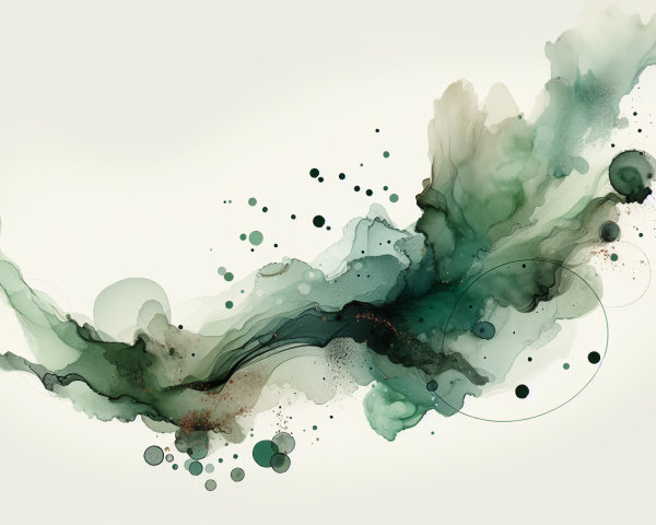 Abstract Composition of Green and Teal Swirls