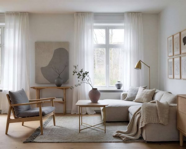 Bright Living Room with Off-White Sofa and Natural Light