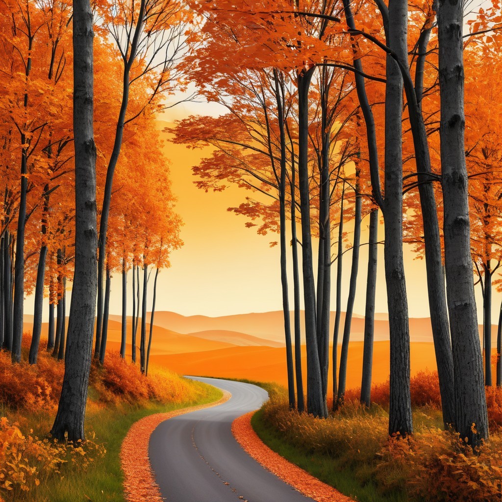 Winding Road Through Vibrant Autumn Forest Landscape