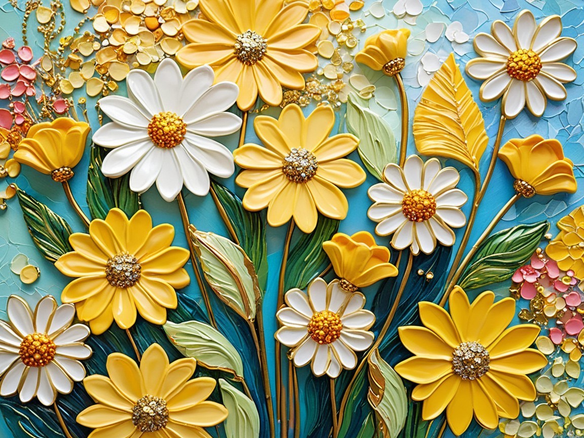 Vibrant Yellow and White Flower Arrangement Description
