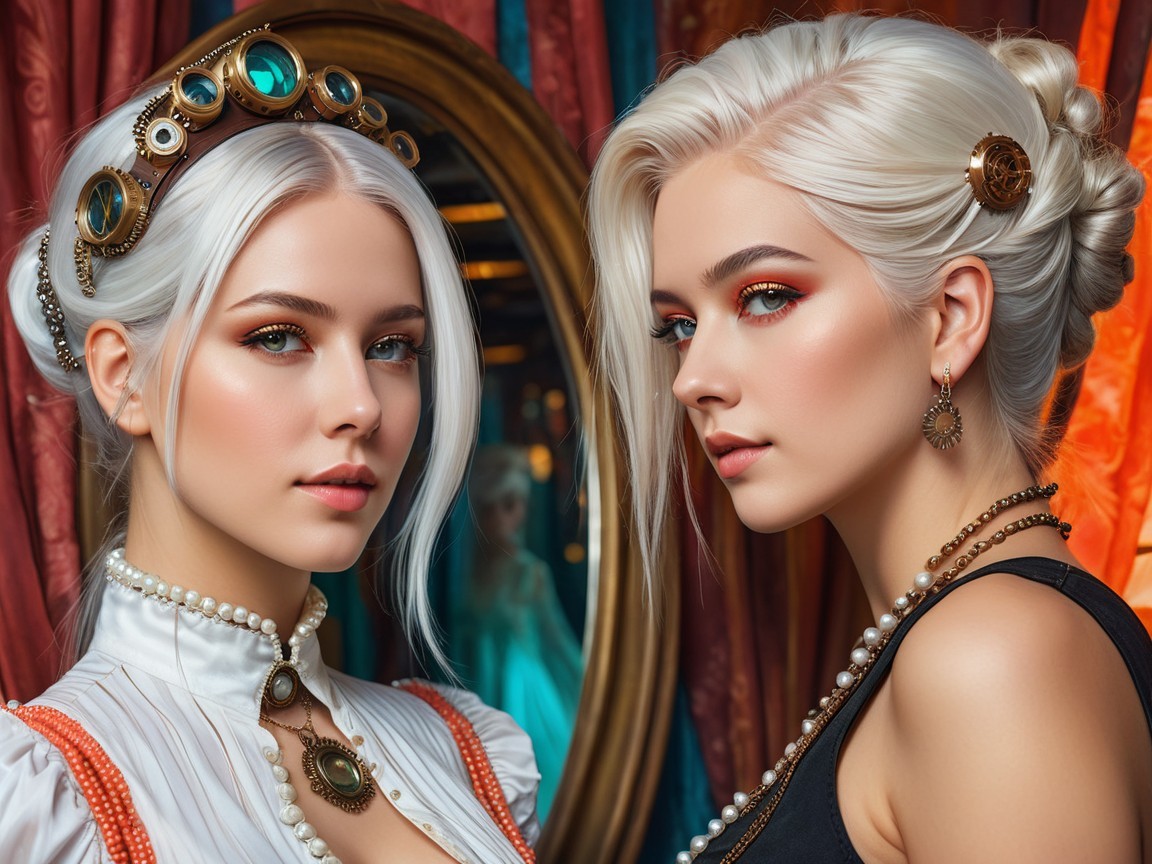 Elegant Women with Blonde Hair and Intricate Jewelry