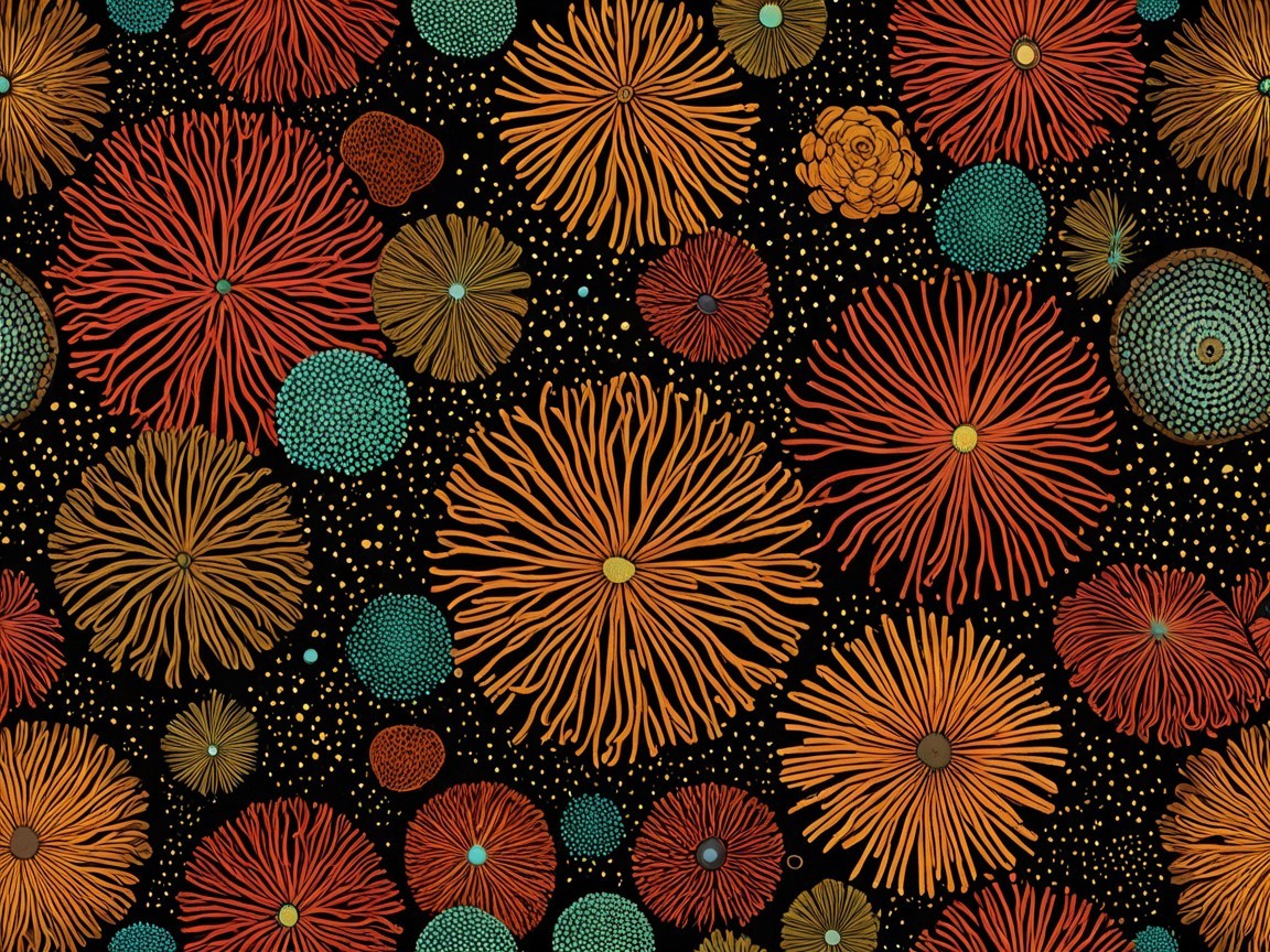 Vibrant Abstract Pattern of Circular Shapes and Colors