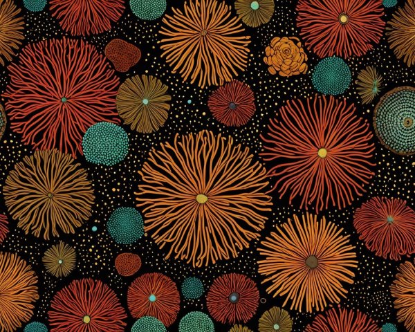 Vibrant Abstract Pattern of Circular Shapes and Colors