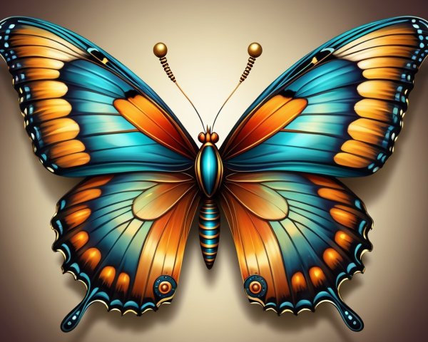 Vibrantly Colored Butterfly with Intricate Wing Patterns