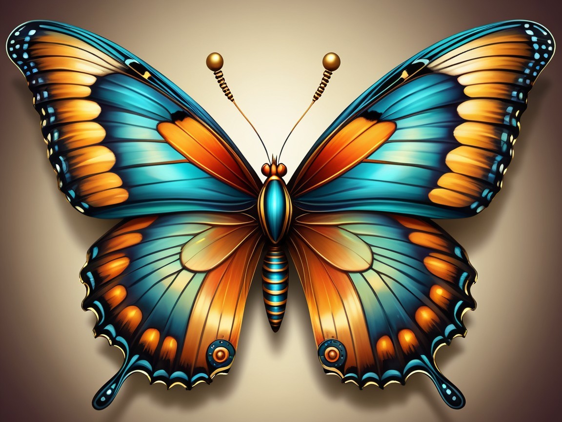 Vibrantly Colored Butterfly with Intricate Wing Patterns