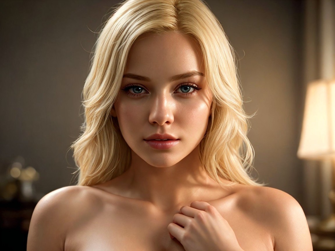 Young woman with blonde hair in soft natural light