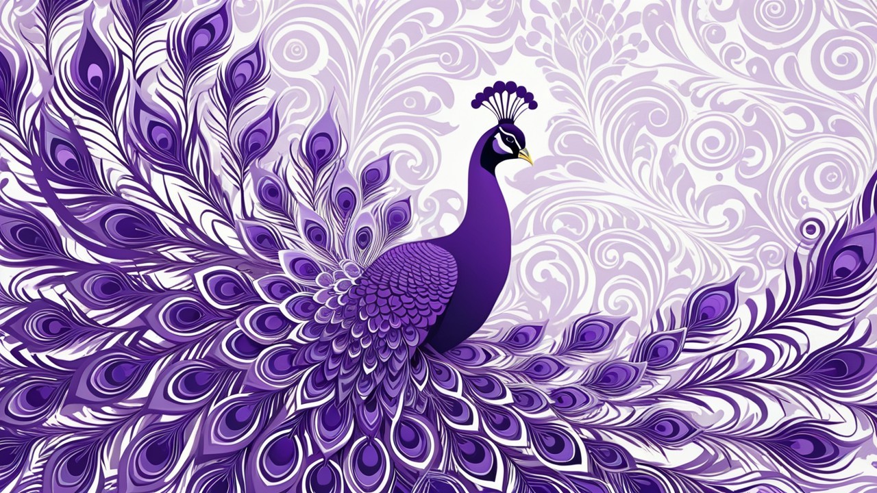 Illustration of a Peacock with Vibrant Purple Plumage