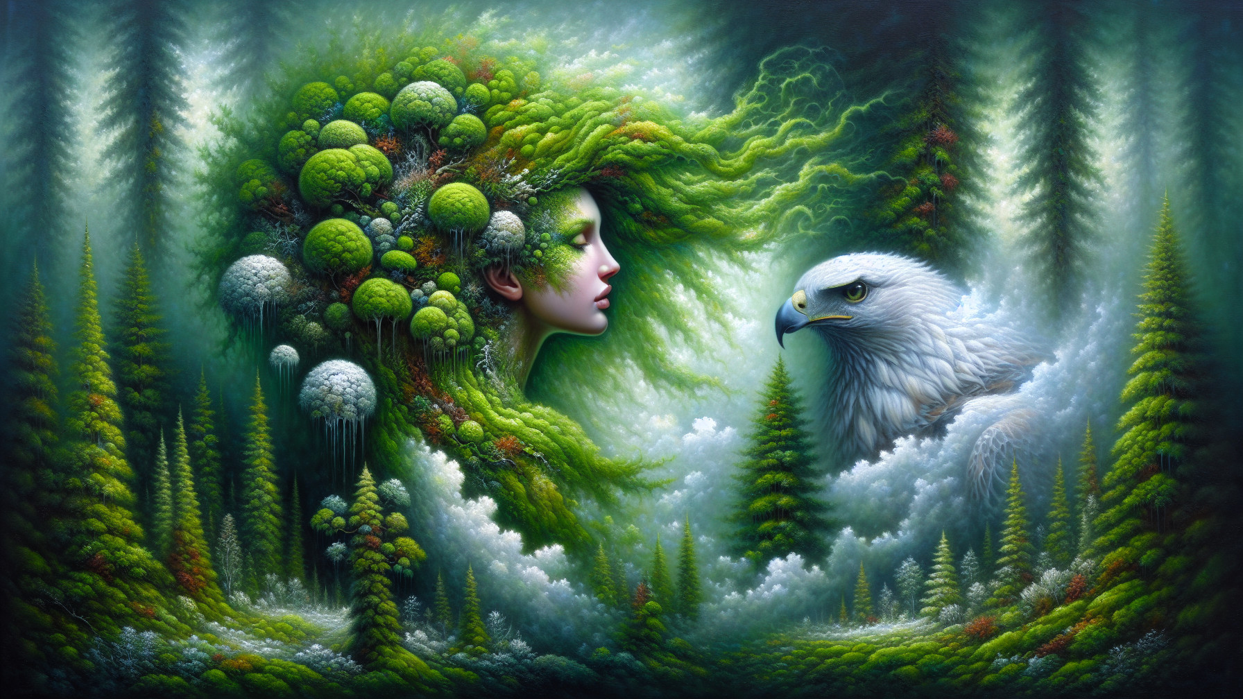 Ethereal Landscape with Nature and Human Elements