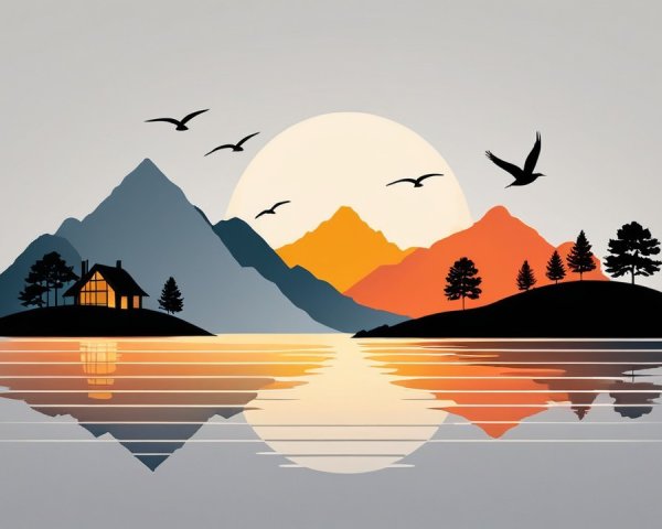 Serene Landscape with Mountains and Tranquil Lake