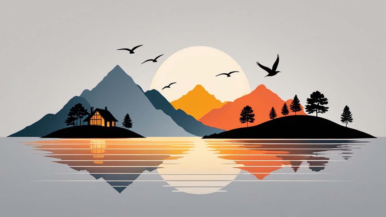 Serene Landscape with Mountains and Tranquil Lake