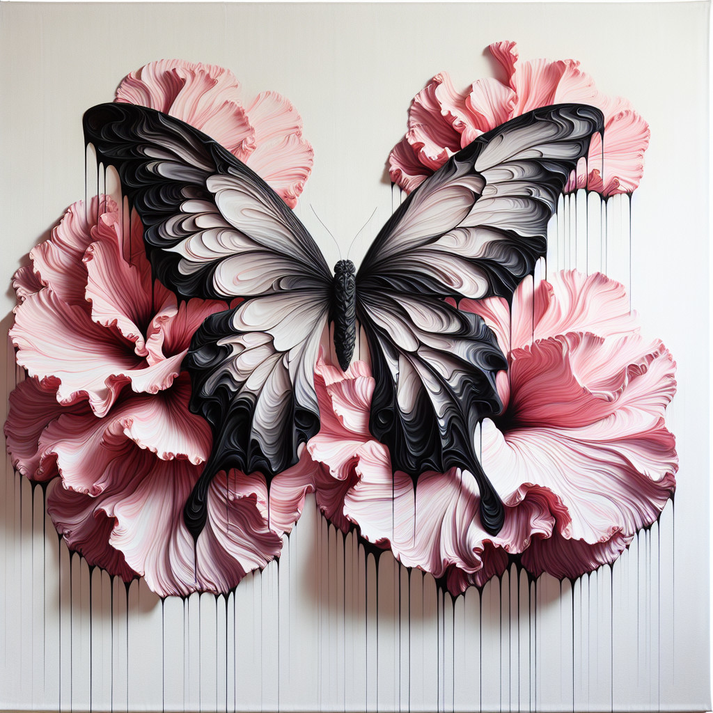 Intricate Butterfly Among Vibrant Pink Flowers