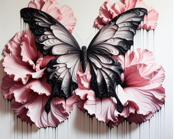 Intricate Butterfly Among Vibrant Pink Flowers