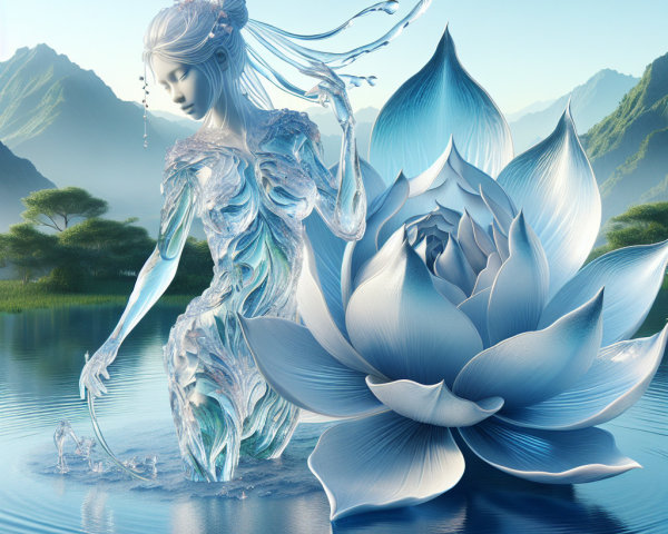 Water and Ice Figure in a Tranquil Lake Setting