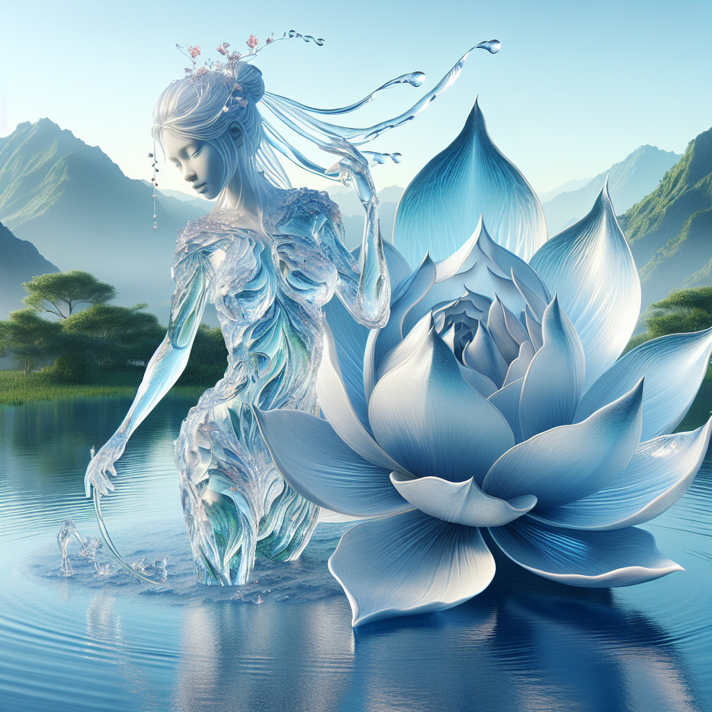 Water and Ice Figure in a Tranquil Lake Setting