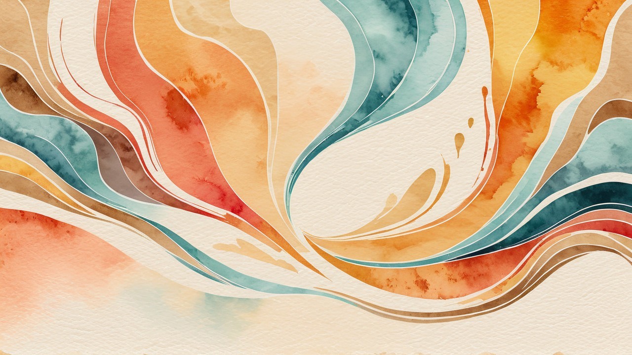 Vibrant Abstract Watercolor Design in Warm Tones