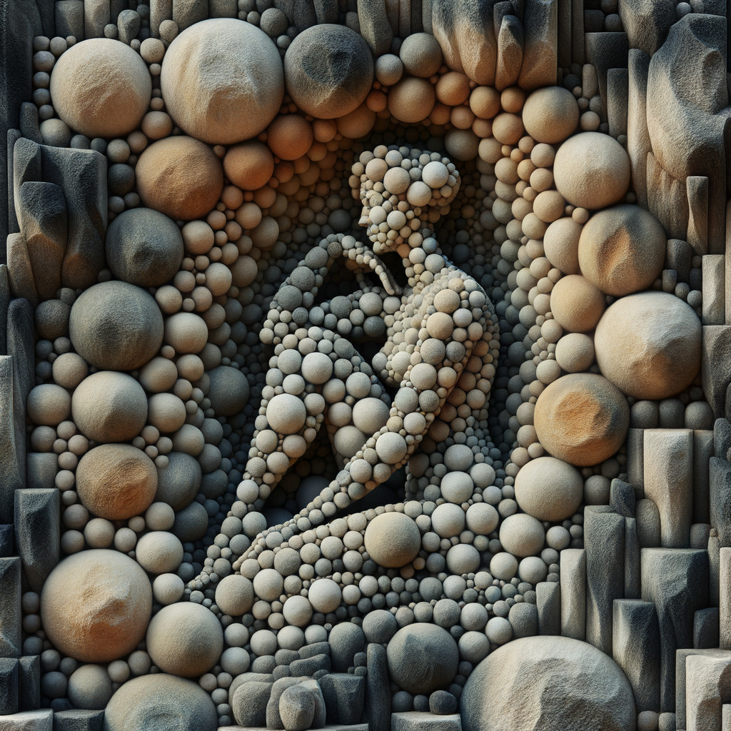 Abstract Sculpture with Spherical Forms and Figure