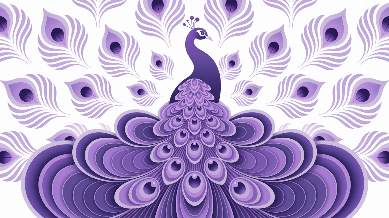 Stylized Peacock with Vibrant Plumage and Feathers