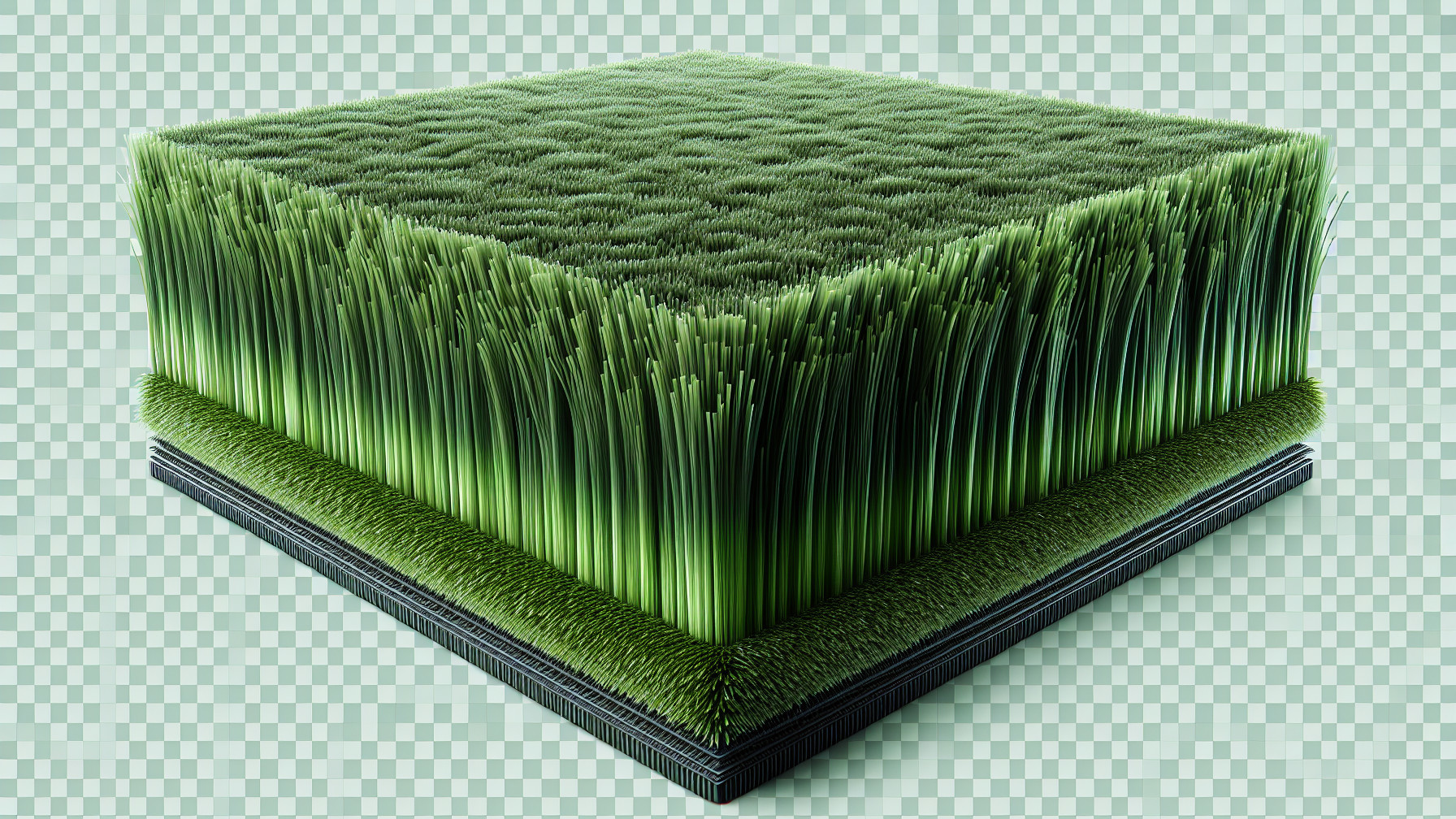 Vibrant Artificial Grass on Sleek Black Base Display