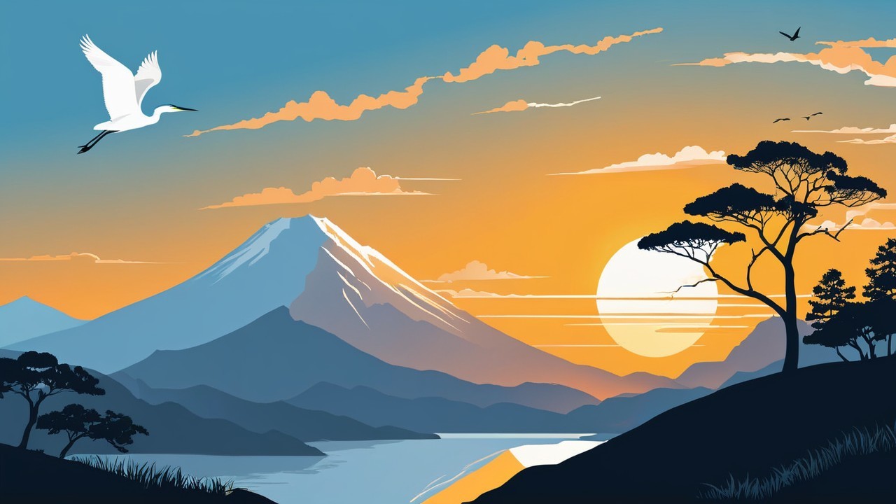 Serene Landscape with Mountain and Tranquil Lake