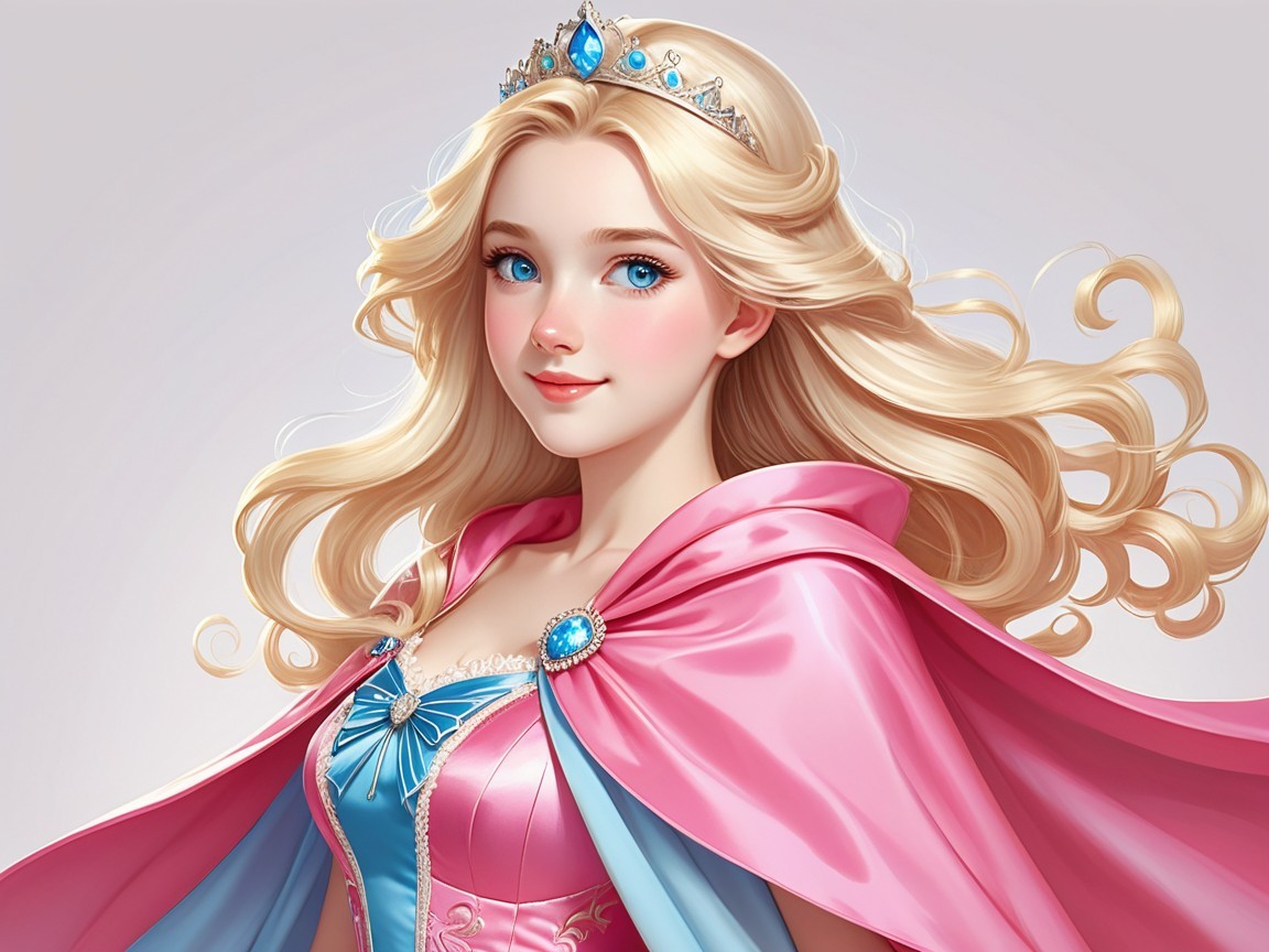 Regal princess in elegant gown with delicate tiara