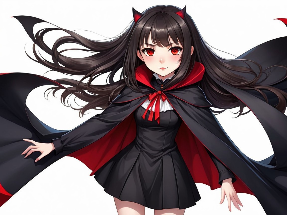 Fantasy Character with Dark Hair and Red Eyes